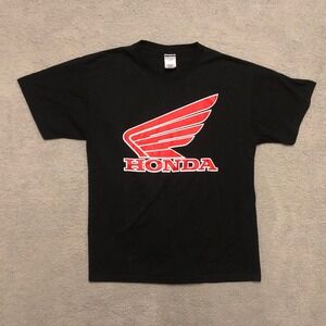 Honda Wing Logo T-Shirt Mens XL Black Jerzees Graphic Tee Biker Motorcycle